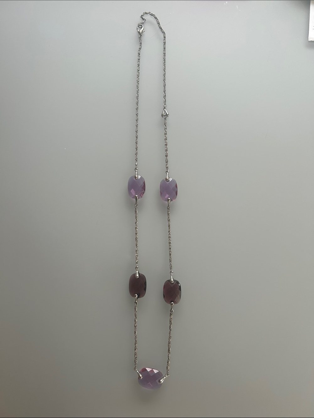 Sterling Silver Long Lavender Bead Necklace